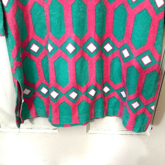 Tibi Terry Cloth Swim Cover Up Tunic‎ Women's S Colorful Print 3/4 Sleeve V-Neck - Picture 4 of 6